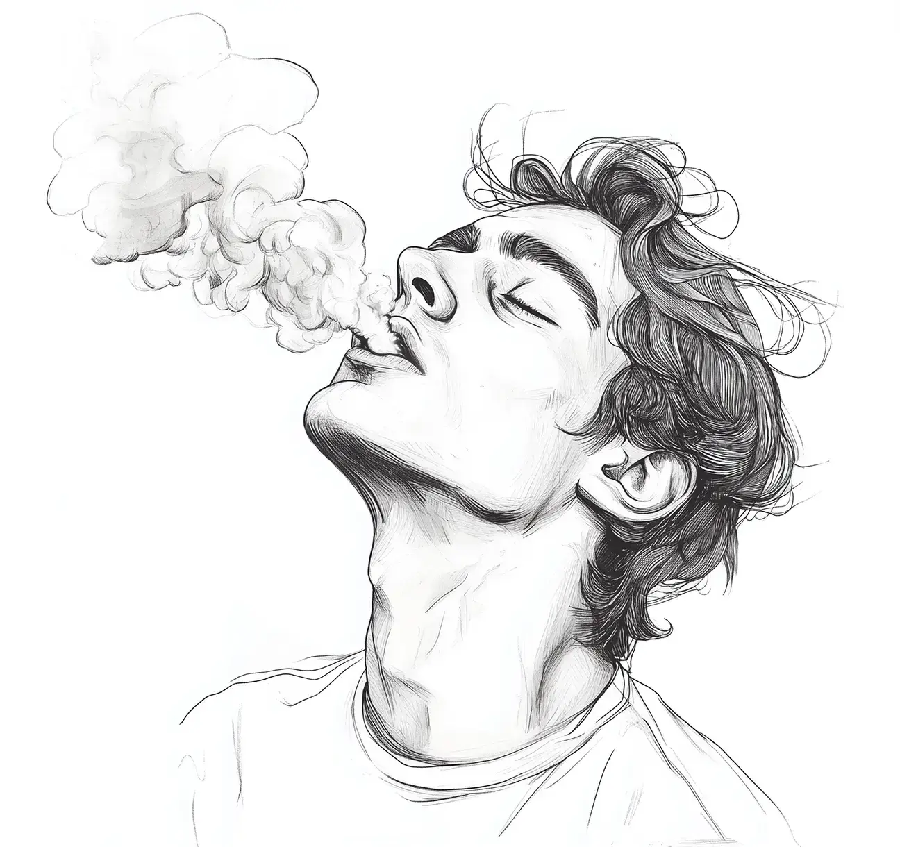 Official UWELL illustration from the Caliburn G4 mini page — a long exhale