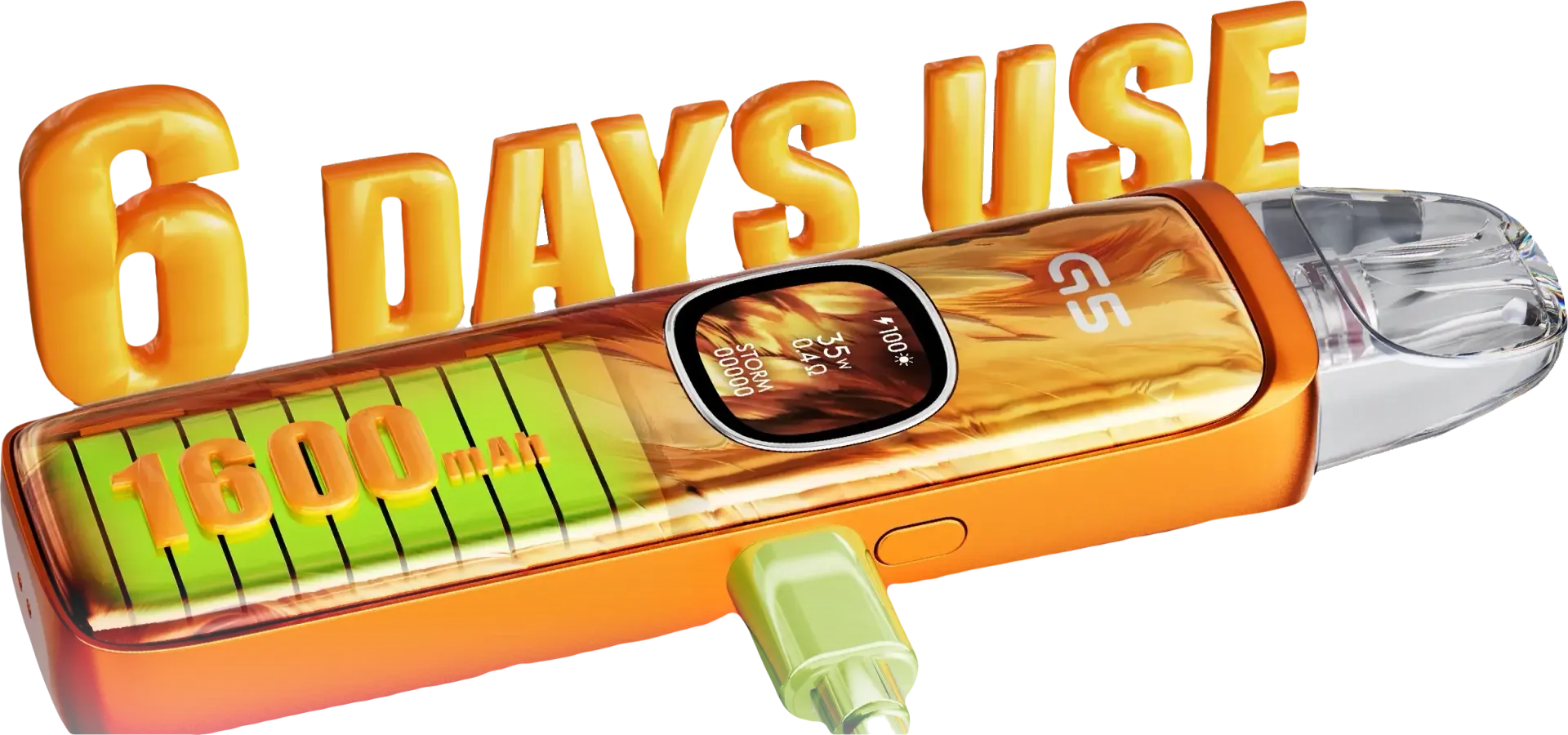 Official UWELL poster — 1600mAh battery, up to 6 days of use
