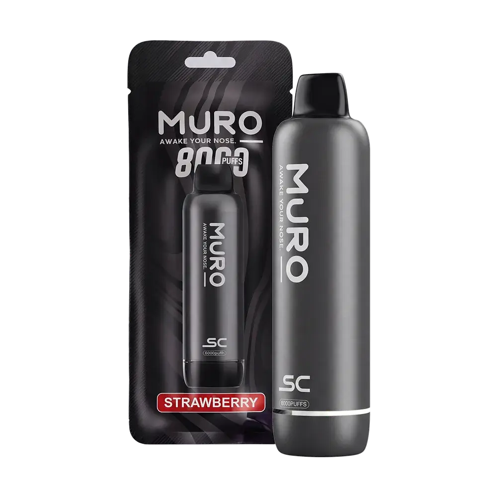 Muro SC 8000 Puffs, Strawberry — device with its pouch