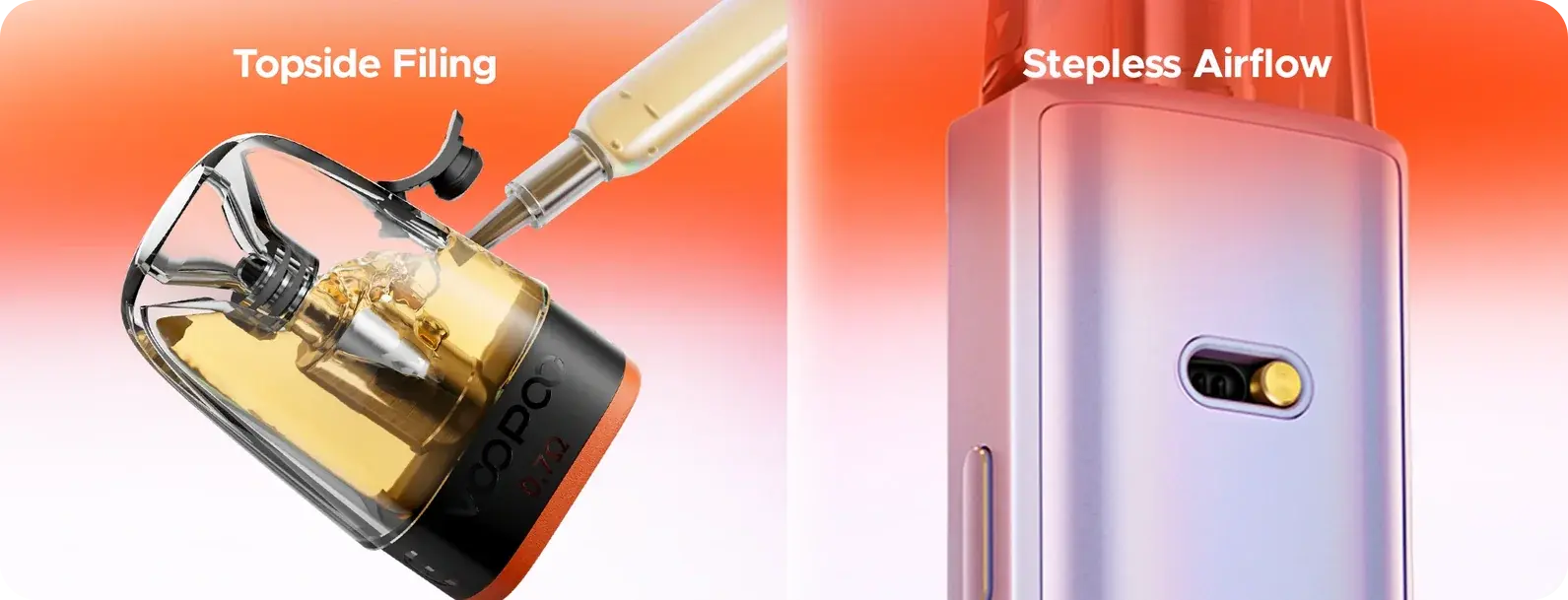 VOOPOO's ARGUS G4 poster — top filling and the stepless airflow slider
