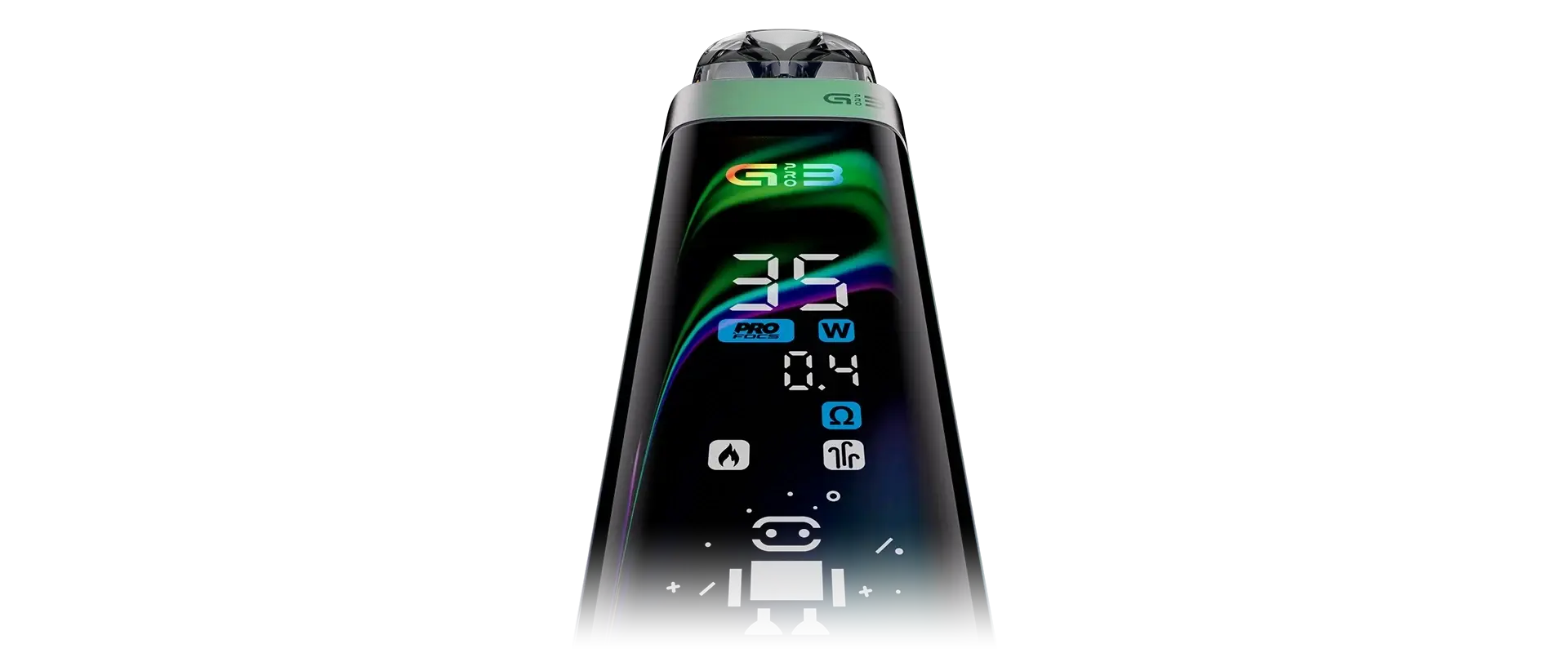 UWELL's Caliburn G3 Pro poster — the full-screen display close up