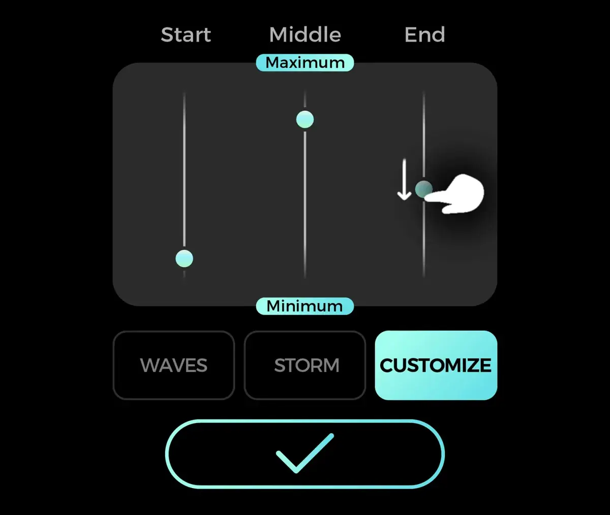 Still from UWELL's KOKO film — Customize mode, power set at the start, middle and end of a puff