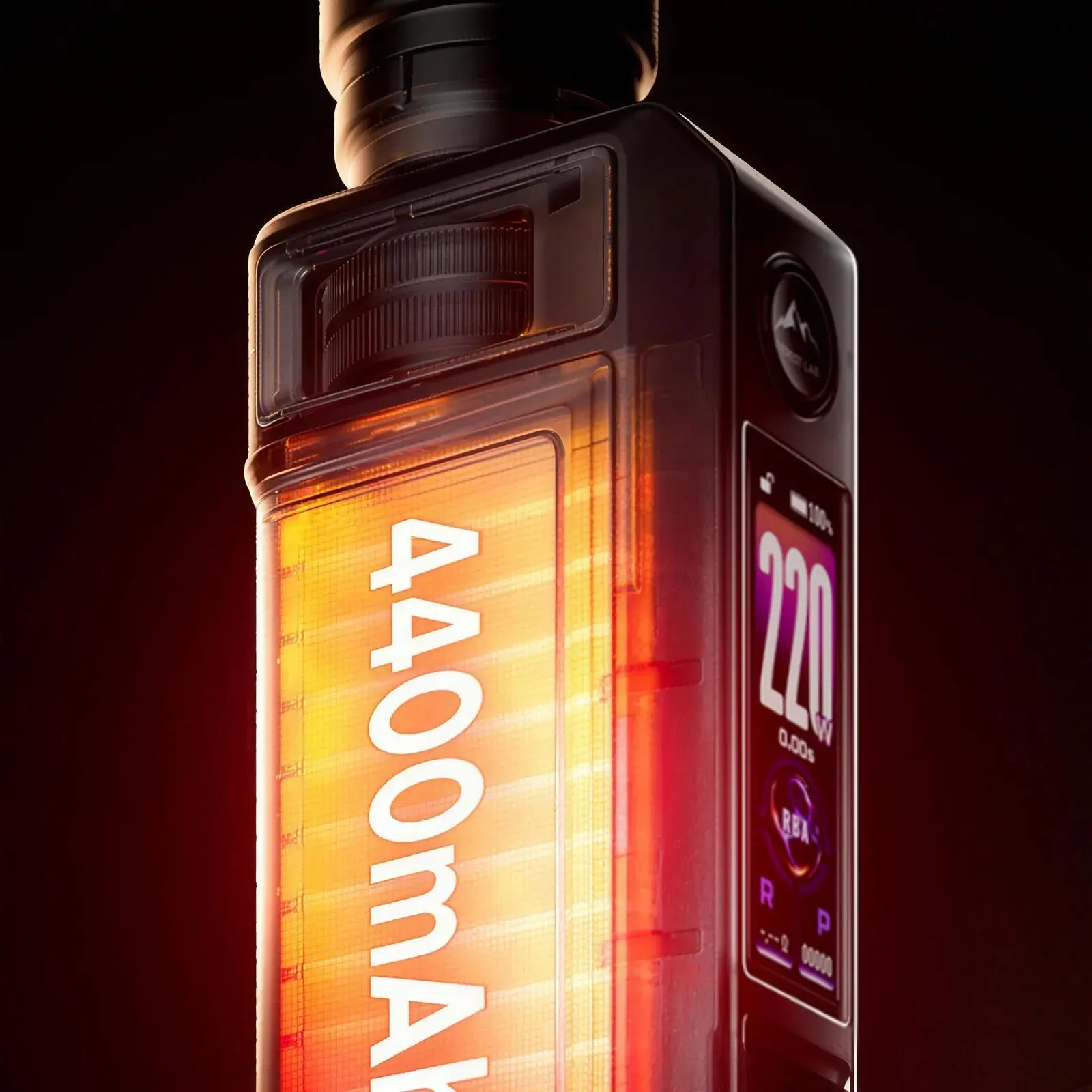 VOOPOO's DRAG 6 poster — the 4400mAh battery glowing through the body