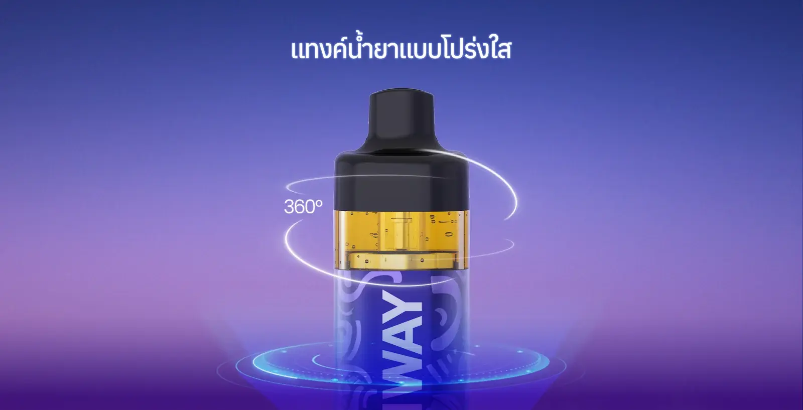 JOIWAY's F3 poster — transparent e-liquid tank, 360°