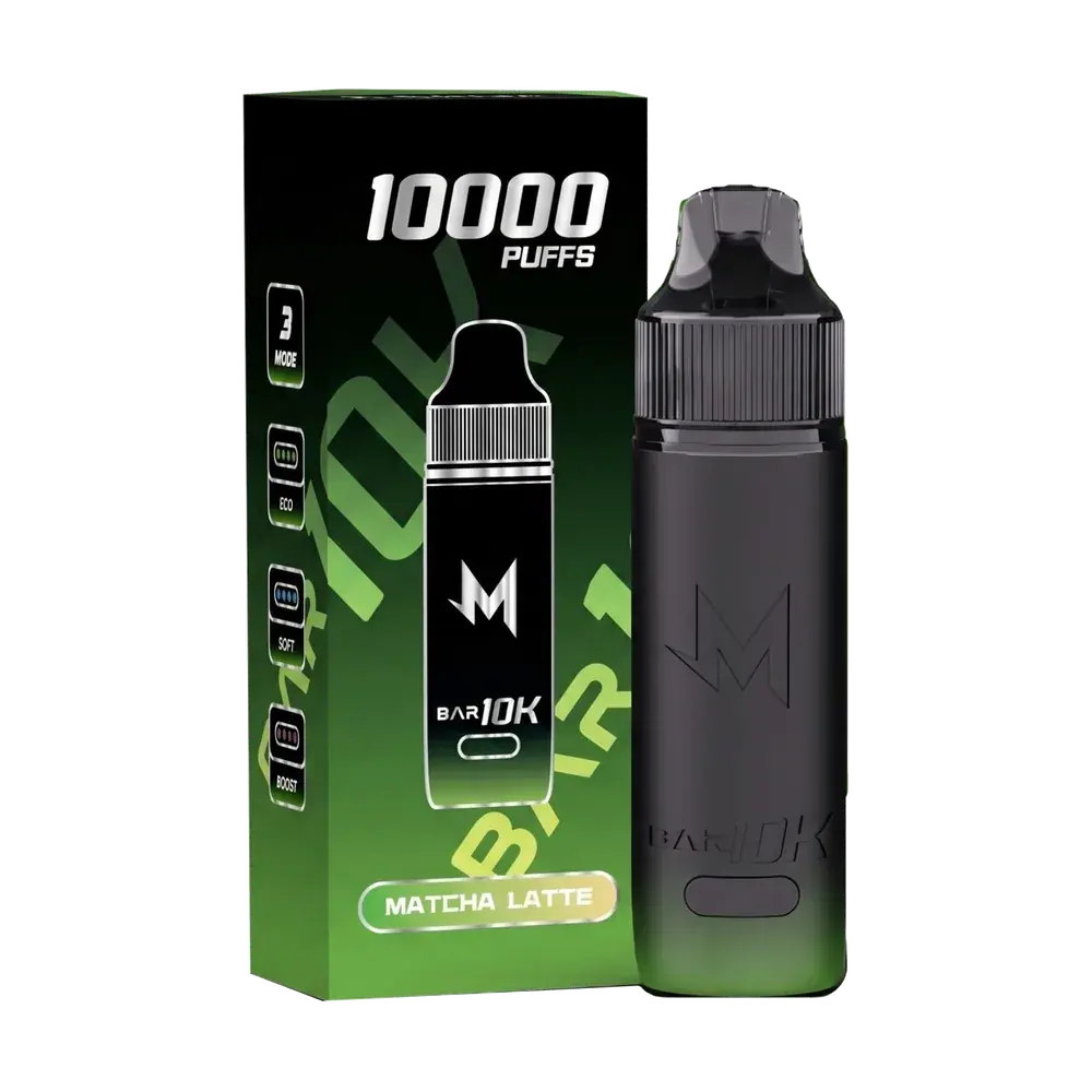 SALTHUB M Bar 10K, Matcha Latte — box and device